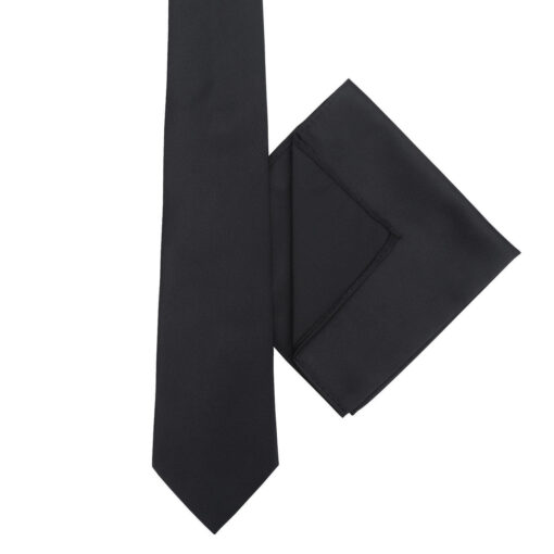 Black Mixed Pattern Tie and Pocket Square 3pc Gift Box Set