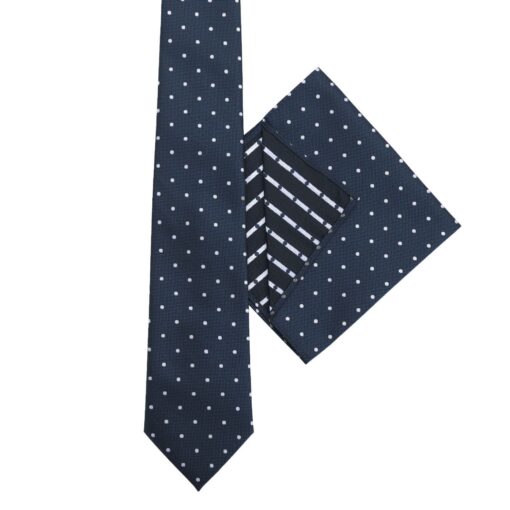 Black Mixed Pattern Tie and Pocket Square 3pc Gift Box Set