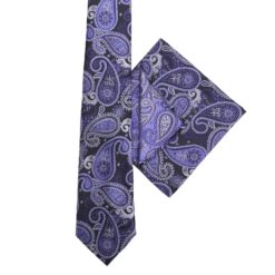 Black Mixed Pattern Tie and Pocket Square 3pc Gift Box Set