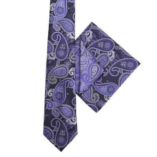 Black Mixed Pattern Tie and Pocket Square 3pc Gift Box Set