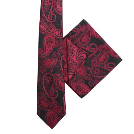 Black Mixed Pattern Tie and Pocket Square 3pc Gift Box Set