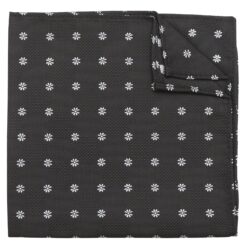 Black Floral Daisy Pocket Square
