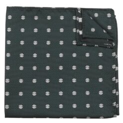 Black Floral Daisy Pocket Square
