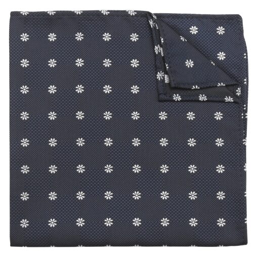 Black Floral Daisy Pocket Square