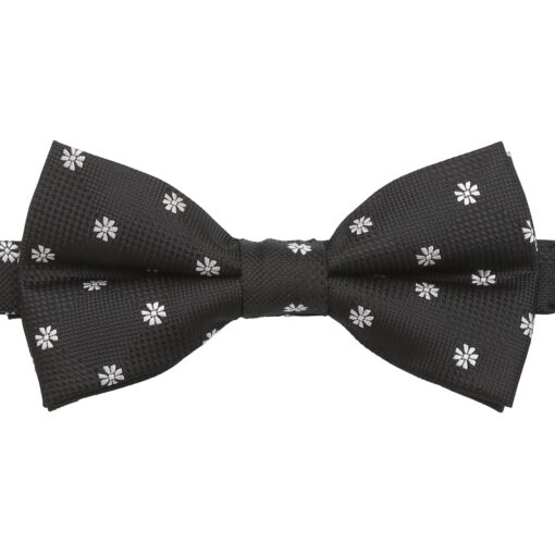 Black Floral Daisy Pre-Tied Bow Tie