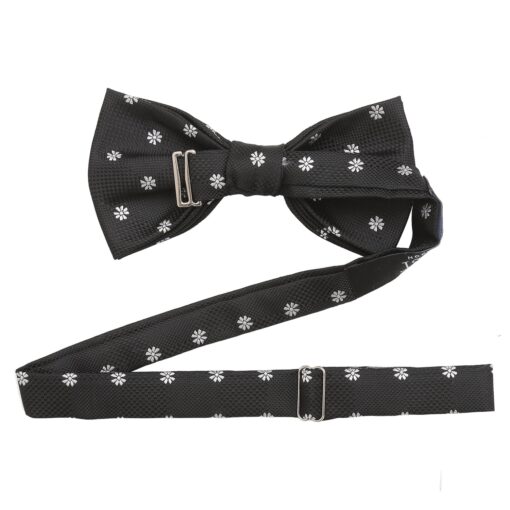 Black Floral Daisy Pre-Tied Bow Tie