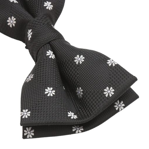 Black Floral Daisy Pre-Tied Bow Tie