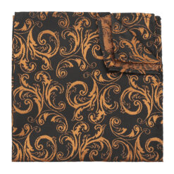 Black & Gold Filigree Pocket Square