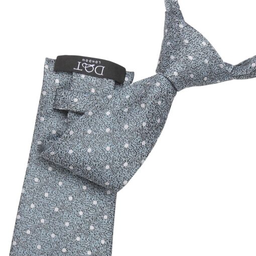 Dusty Blue Melange Polka Dot Tie