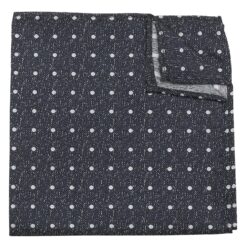 Navy Blue Melange Polka Dot Pocket Square