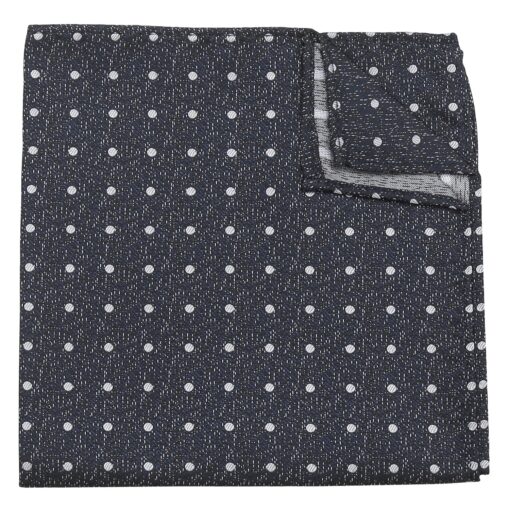 Navy Blue Melange Polka Dot Pocket Square