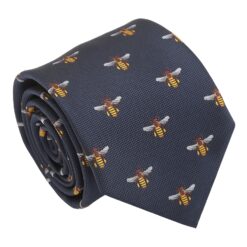 Navy Bee Embroidered Tie