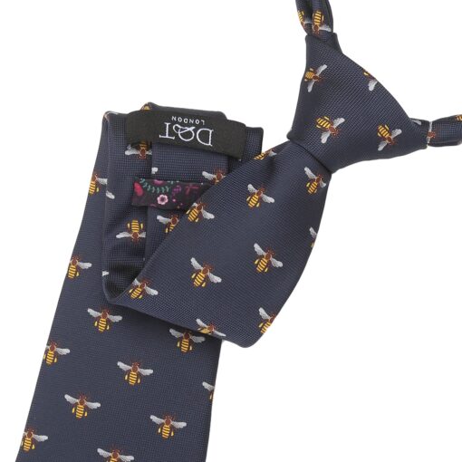 Navy Bee Embroidered Tie