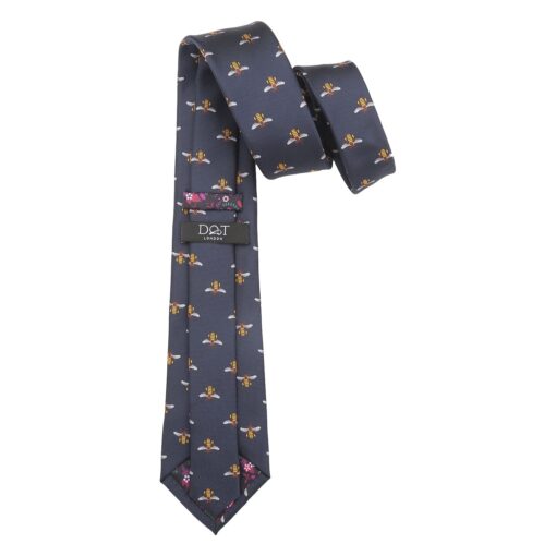 Navy Bee Embroidered Tie