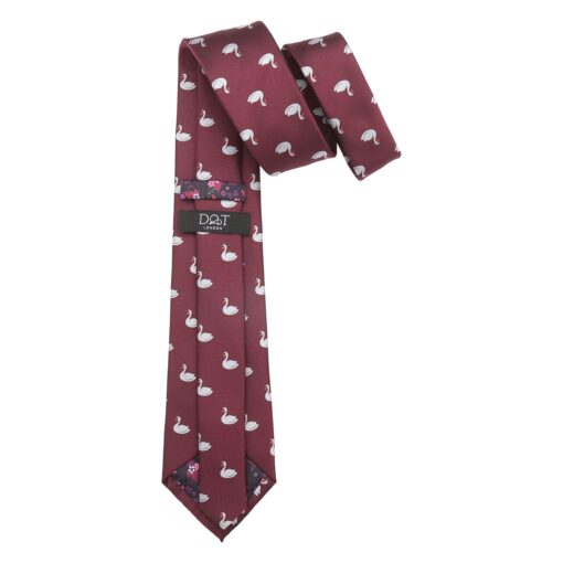 Burgundy Swan Embroidered Tie