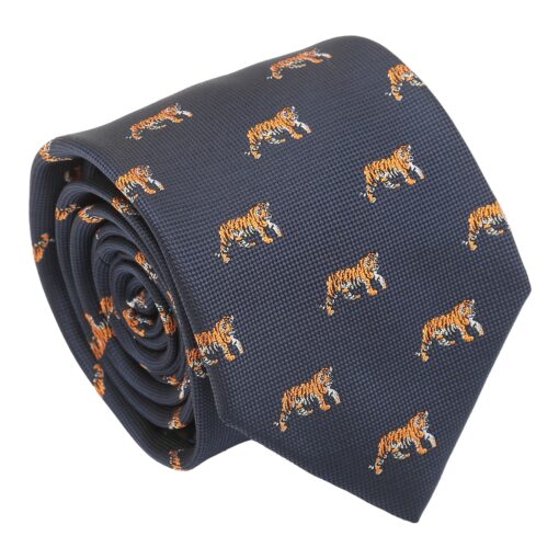 Navy Bee Embroidered Tie