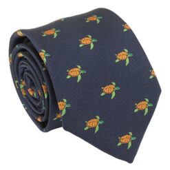 Navy Bee Embroidered Tie