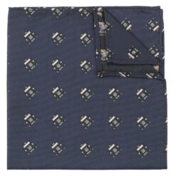 Navy Blue Black Taxi Cab Embroidered Pocket Square