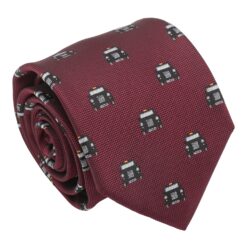 Burgundy Black Taxi Cab Embroidered Tie