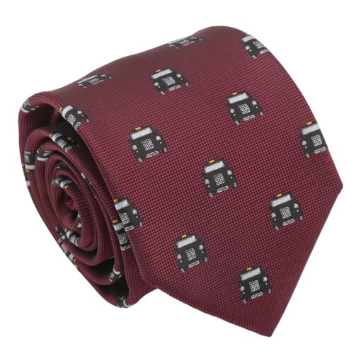 Burgundy Black Taxi Cab Embroidered Tie