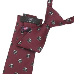 Burgundy Black Taxi Cab Embroidered Tie