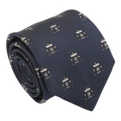 Navy Black Taxi Cab Embroidered Tie