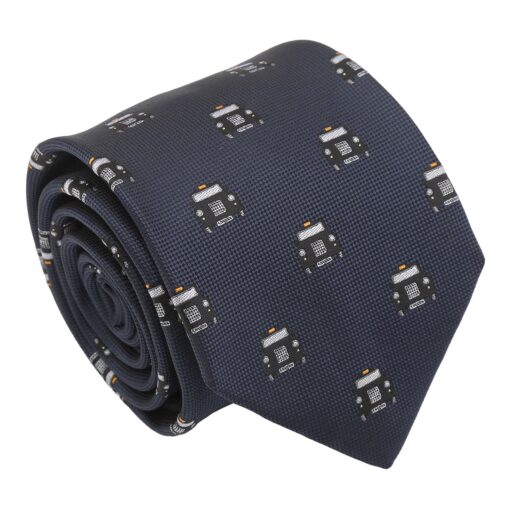 Navy Black Taxi Cab Embroidered Tie
