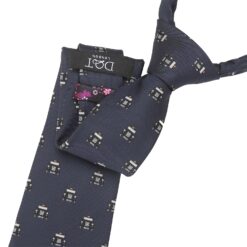 Navy Black Taxi Cab Embroidered Tie