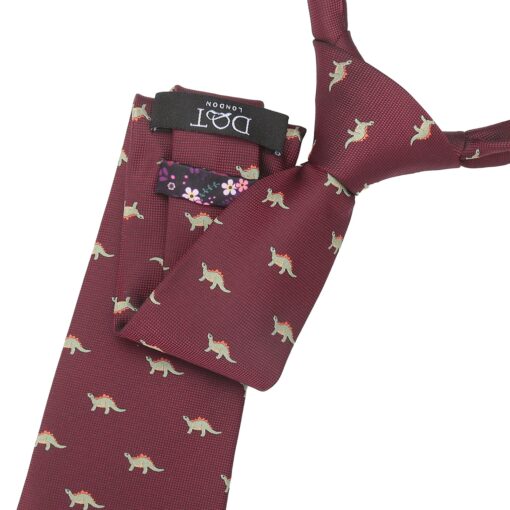 Navy Blue T-Rex Dinosaur Embroidered Tie