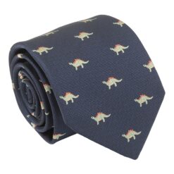 Navy Blue T-Rex Dinosaur Embroidered Tie