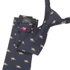 Navy Blue T-Rex Dinosaur Embroidered Tie
