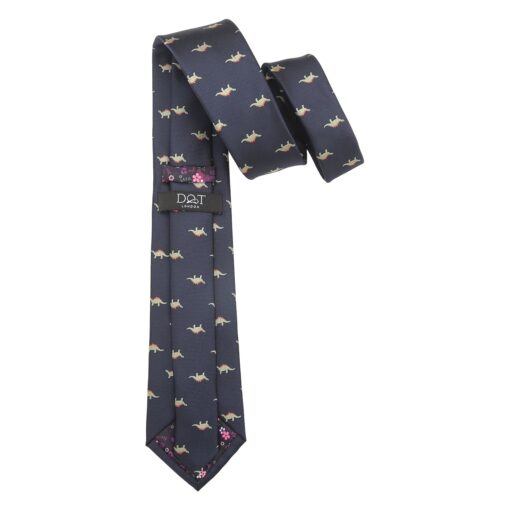 Navy Blue T-Rex Dinosaur Embroidered Tie