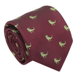 Navy Blue T-Rex Dinosaur Embroidered Tie