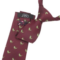 Navy Blue T-Rex Dinosaur Embroidered Tie
