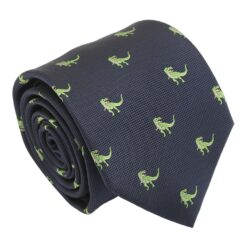 Navy Blue T-Rex Dinosaur Embroidered Tie