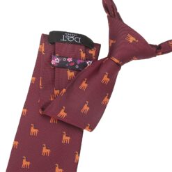 Burgundy Border Terrier Dog Embroidered Tie