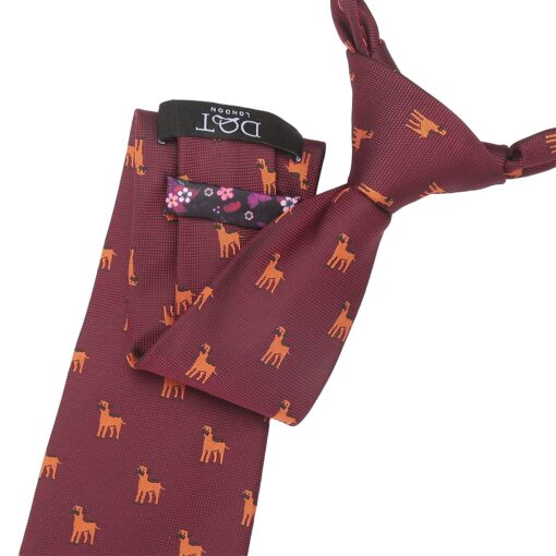 Burgundy Border Terrier Dog Embroidered Tie