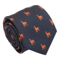 Navy Blue Border Terrier Dog Embroidered Tie