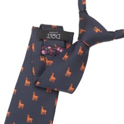 Navy Blue Border Terrier Dog Embroidered Tie