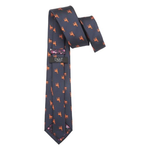 Navy Blue Border Terrier Dog Embroidered Tie