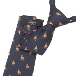 Navy Blue Boxer Dog Embroidered Tie