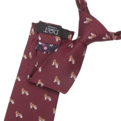 Burgundy Cavalier King Charles Spaniel Dog Embroidered Tie