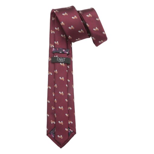 Burgundy Cavalier King Charles Spaniel Dog Embroidered Tie
