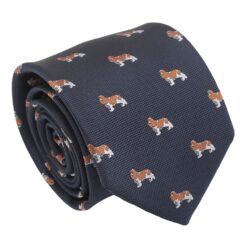 Navy Blue Cavalier King Charles Spaniel Dog Embroidered Tie