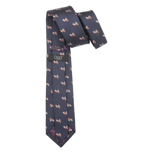 Navy Blue Cavalier King Charles Spaniel Dog Embroidered Tie
