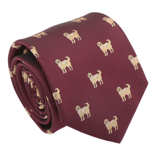 Burgundy Golden Retriever Dog Embroidered Tie