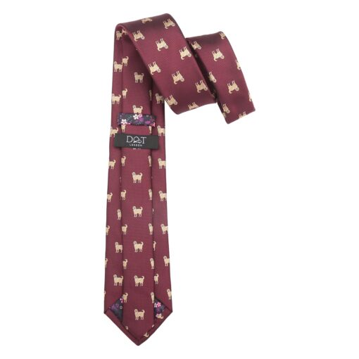 Burgundy Golden Retriever Dog Embroidered Tie