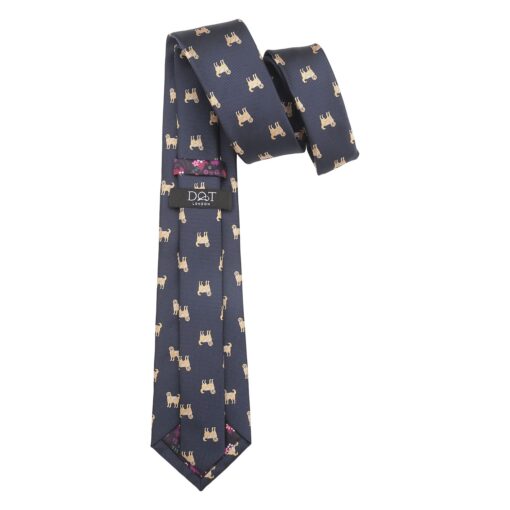 Navy Blue Golden Retriever Dog Embroidered Tie