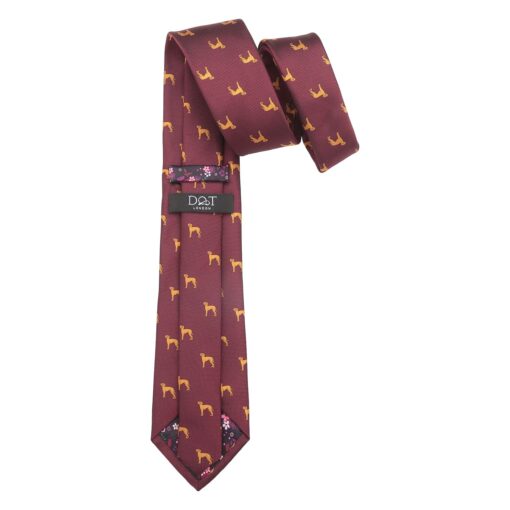Burgundy Hungarian Vizsla Dog Embroidered Tie