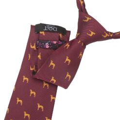 Burgundy Hungarian Vizsla Dog Embroidered Tie